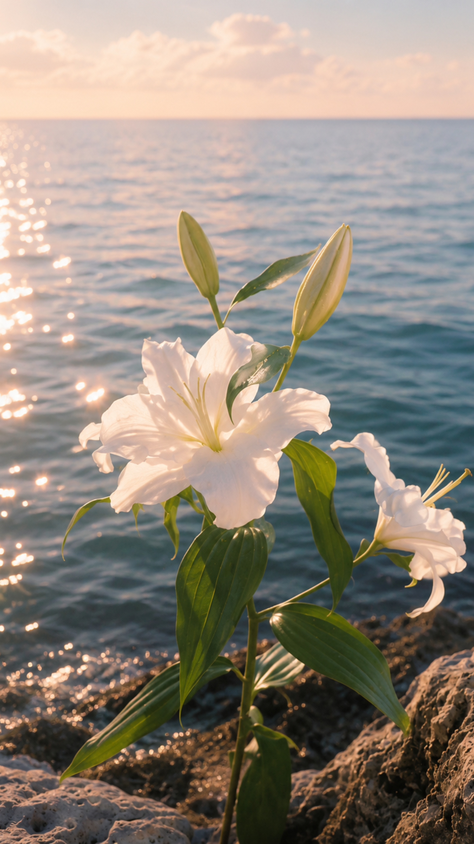 Aesthetic Ocean Bloom Serenity wallpaper 4k